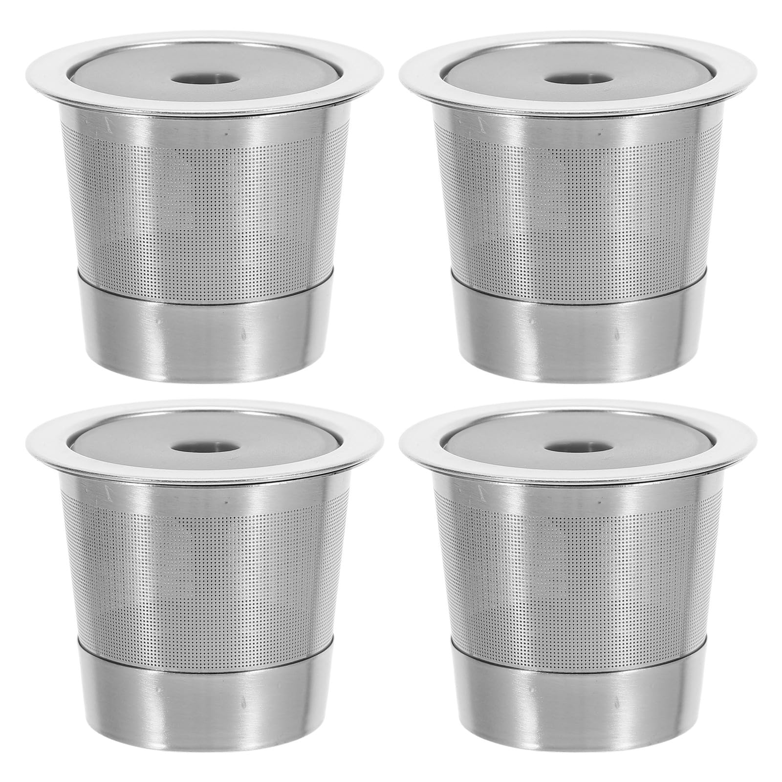 Angoily 4 filtros de café reutilizables: Soporte de acero inoxidable rellenable para filtros de café - Cápsulas para cafetera - Cesta coladora lavable para oficina