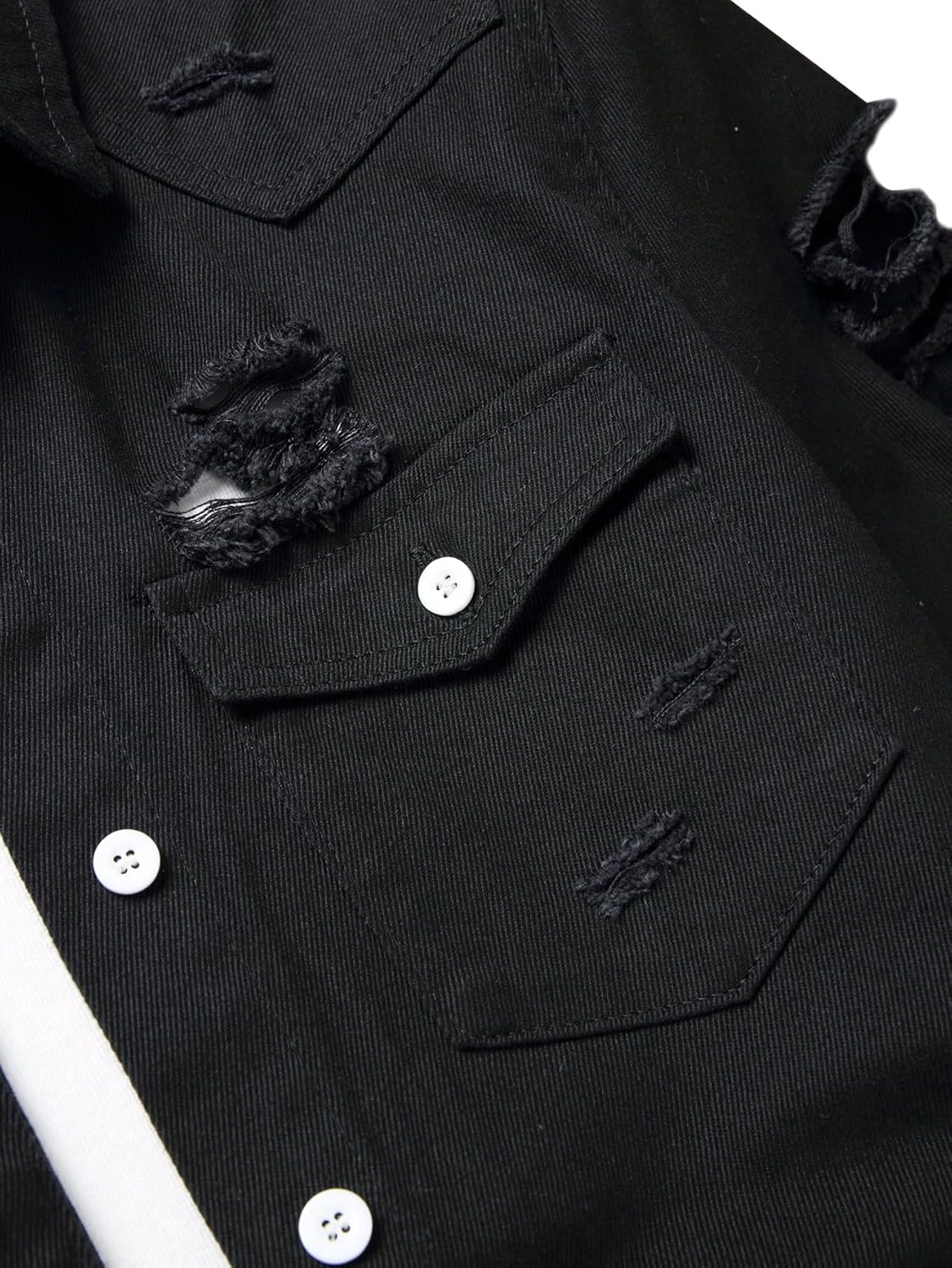 Floerns Men's Causal Ripped Button Front Dual Pocket Short Sleeve Denim Shirt Without Tee - Image 7