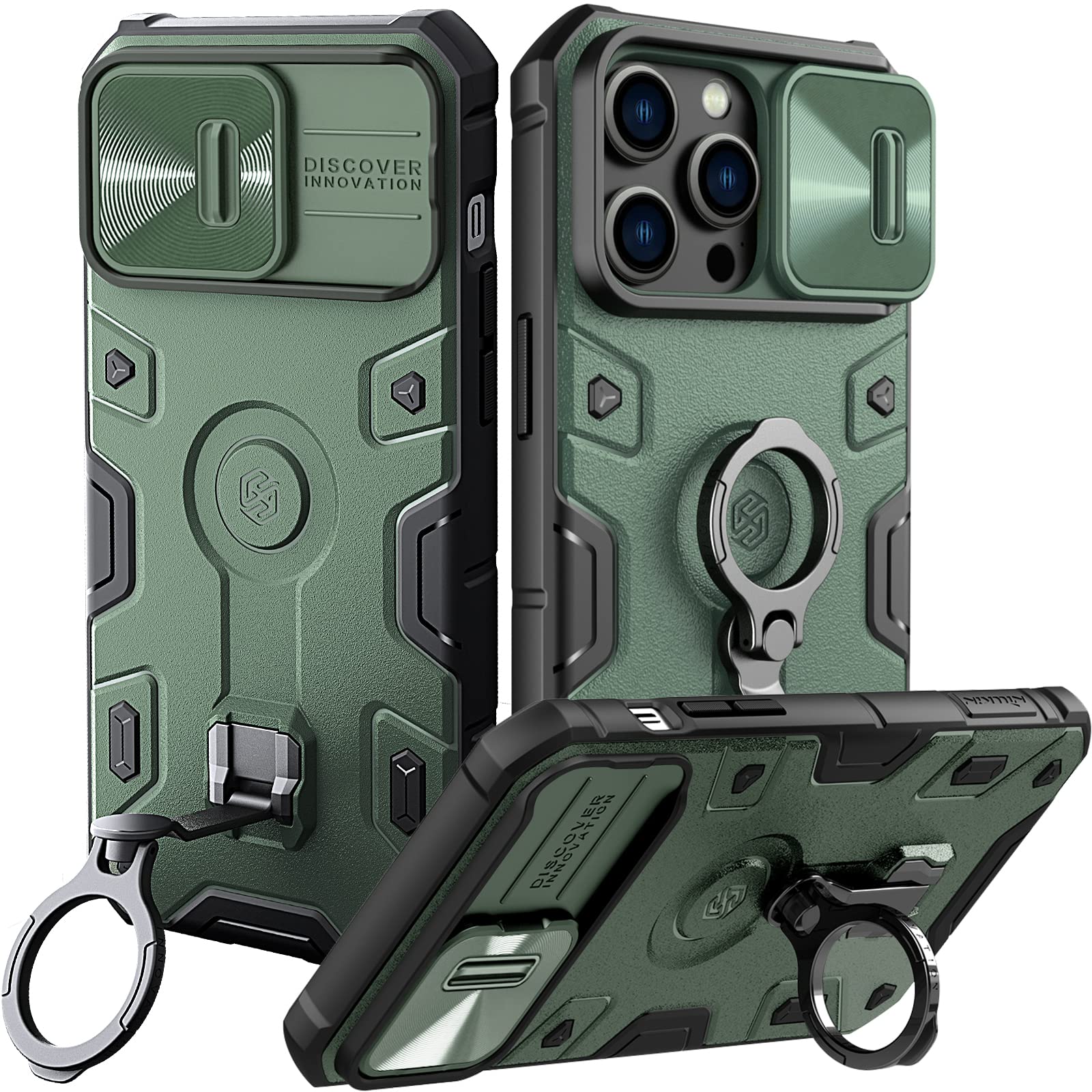 Nillkin for iPhone 14 Pro Max Case Stand, [Built in Kickstand & Slide  Camera Cover] Military