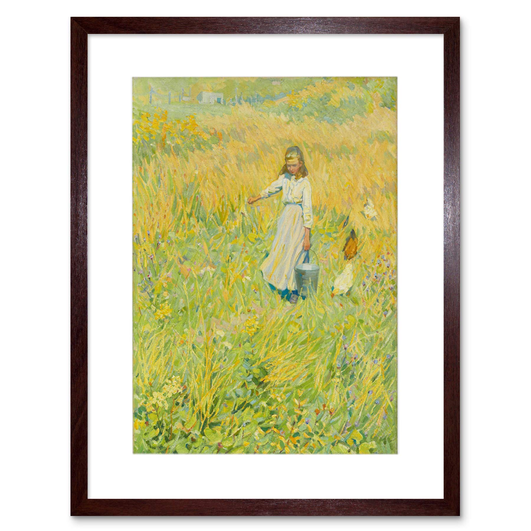 Wee Blue Coo Brown Painting Meadow Helen Galloway Mcnicoll The Little Worker Framed Wall Art Print