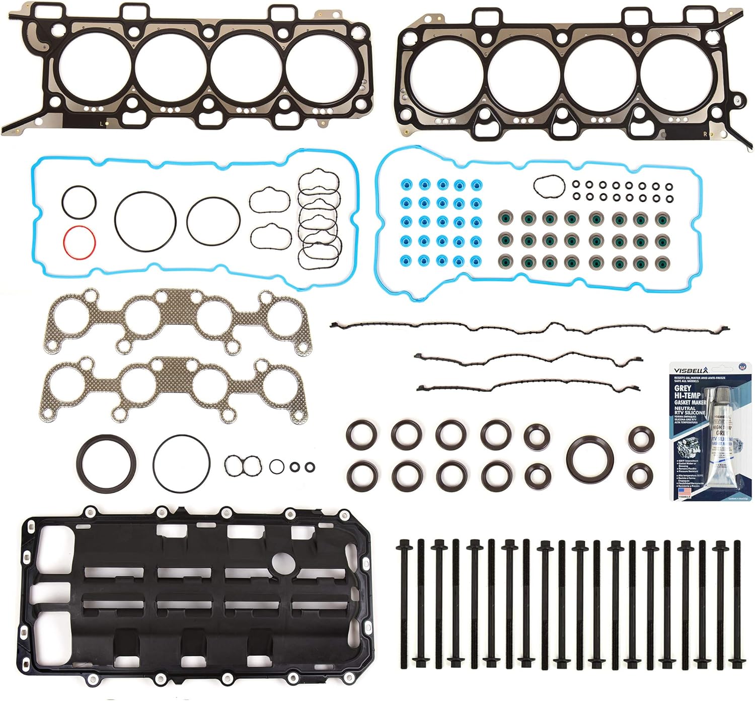 MA-9761235108 Full Gasket Set 11mm Head Bolts Compatible With/For 11-14 Ford F-150 Mustang GT 5.0 DOHC VIN F