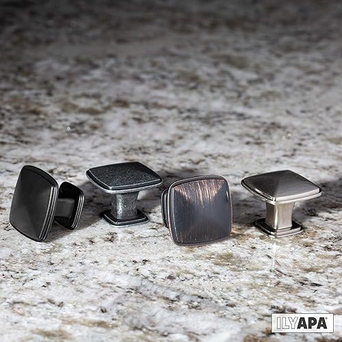 Miniatura 7 de Ilyapa - Pomos para gabinete  muchos estilos diferentes y cantidades de paquete para elegir., Negro, IL-CABKSQ-BK10