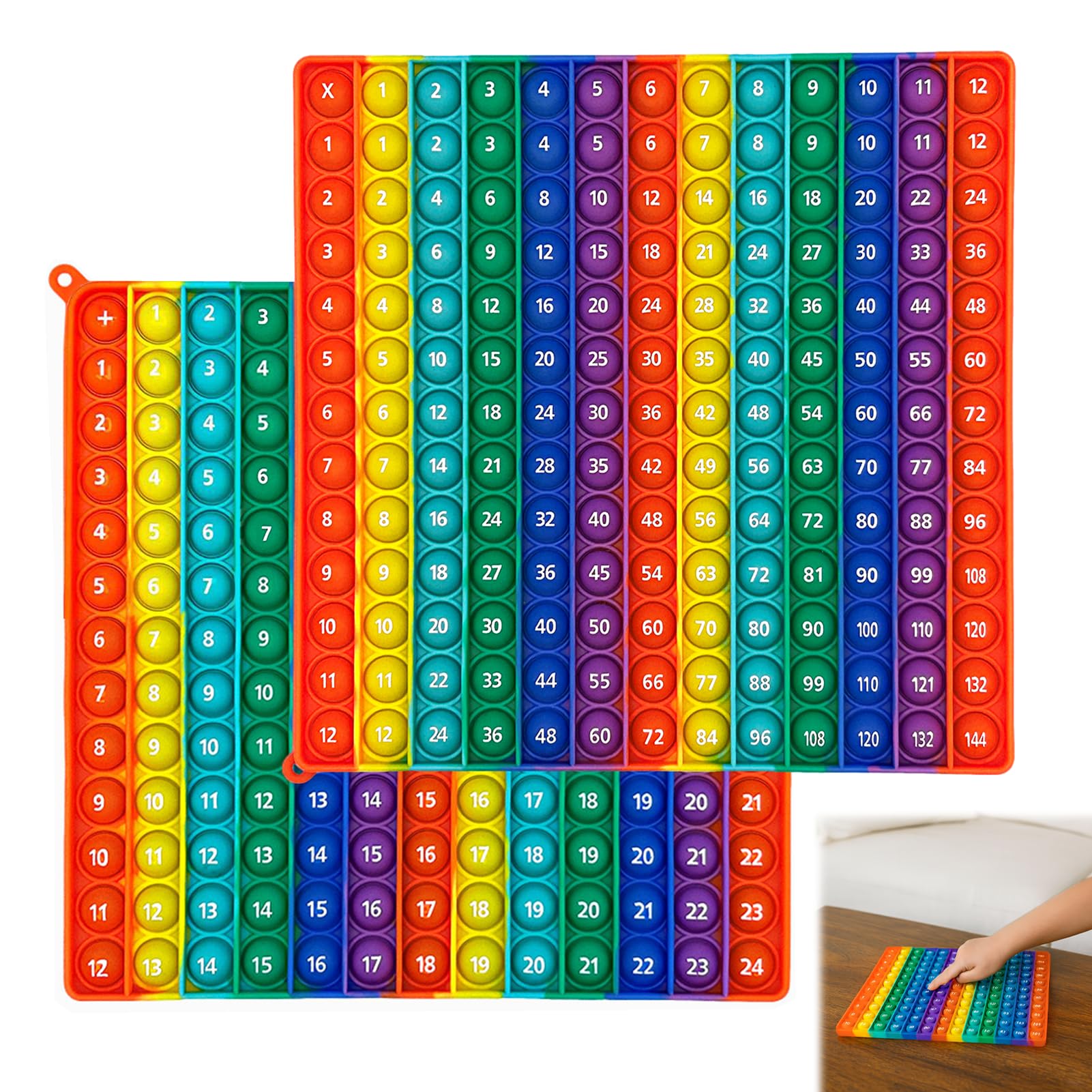Mlifleue Silicone Times Tables Poster, Multiplication Tables for Kids, Multiplication Table Pop It 12x12 & 12+12, Times Tables Game, Maths Fidget Stress and Anxiety Relief Appliance
