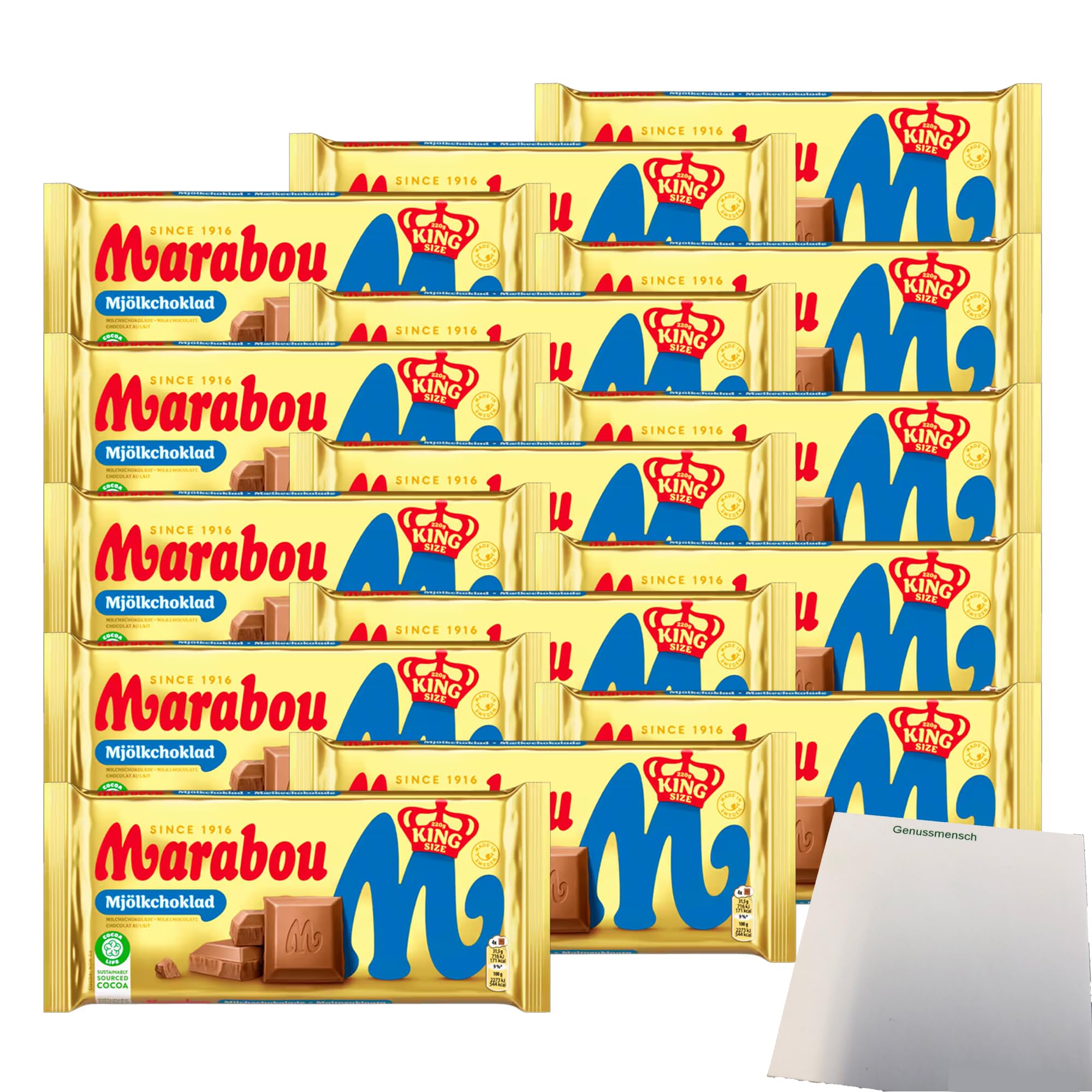 usy Bundle für Marabou Schokolade Vollmilch Mjölkchoklad VPE (15x170g Tafel) + usy Block