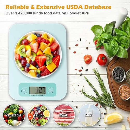 Vista 3 de Báscula de alimentos inteligente – Báscula digital de alimentos de cocina en gramos y onzas con aplicación de análisis nutricional, báscula