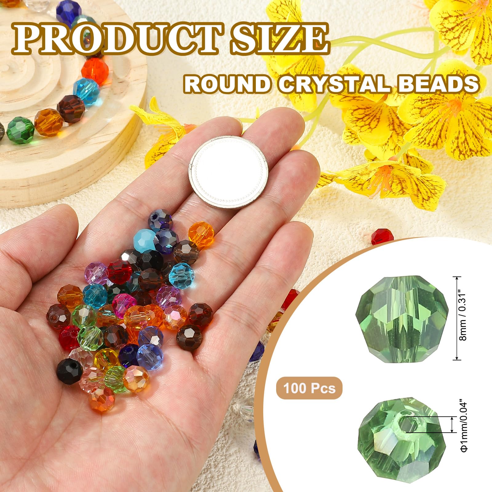 PATIKIL 8mm Round Crystal Beads - Image 2