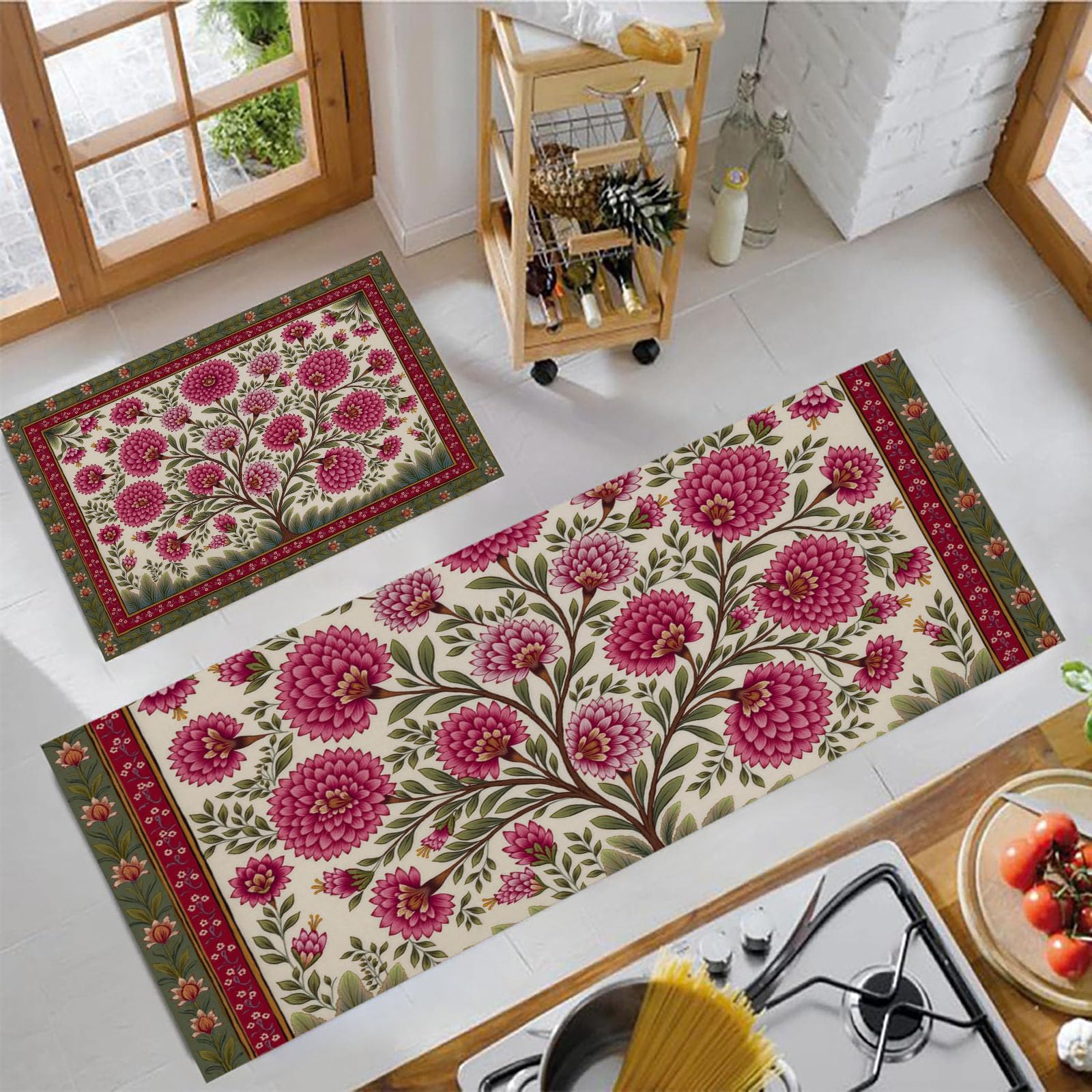 Alfombras de cocina para decorar la entrada y zona de fuegos con estética tradicional persa