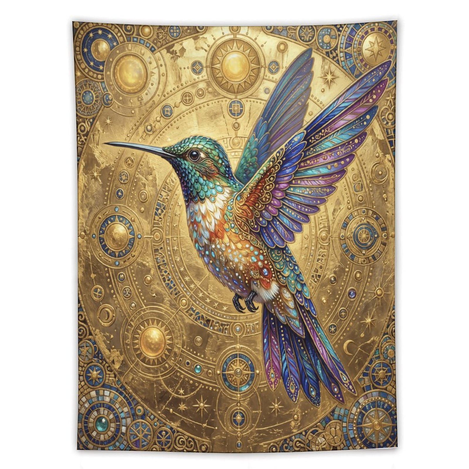 H3B8U2Y5 Hummingbird Celestial Wall Tapestry, Floral Wing Detail