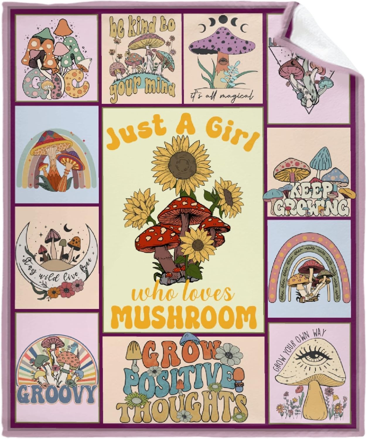 Just a Girl Who Loves Mushroom Flannel Blanket Super Soft Lightweight Blankets Throw, Decorative Gift for Kids, Adult, Suitable for Couch, Sofa, Bed, Camping, Travel All Seasons 50"x60" for Teen