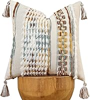 Vista 10 de AmHoo - Fundas de almohada de 18 x 18 pulgadas con borlas, fundas de almohada decorativas tejidas con textura de chenilla estilo boho para sofá
