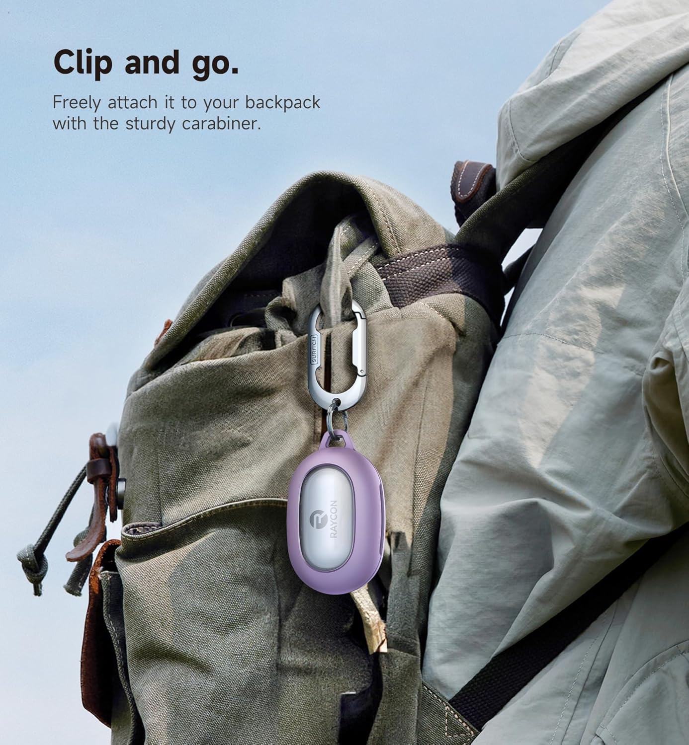 SURITCH Case for Raycon Everyday Earbuds Classic Headphones, Shockproof Magnetic Case for Raycon Bluetooth Headset True Wireless Earbuds, Protective Cover with Magnetic Lid Lock & Carabiner, Purple - Image 4