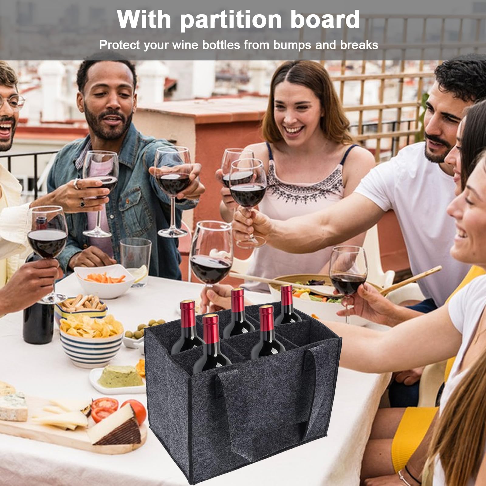Sac Bouteille Feutre Sac à Bouteilles En Feutre 2 Pièces - 6 Compartiments Pour Vin Champagne Bière - 24x18x28cm Rouge Sac Bouteille Feutre Sac à Bouteilles En Feutre 2 Pièces - 6 Compartiments Pour Vin Champagne Bière - 24x18x28cm Rouge