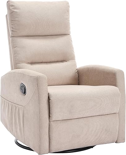 Miniatura 1 de PELUMY Silla reclinable manual con giro y balanceo de 360, sillón reclinable de tela para sala de estar, dormitorio, guardería, montaje sin