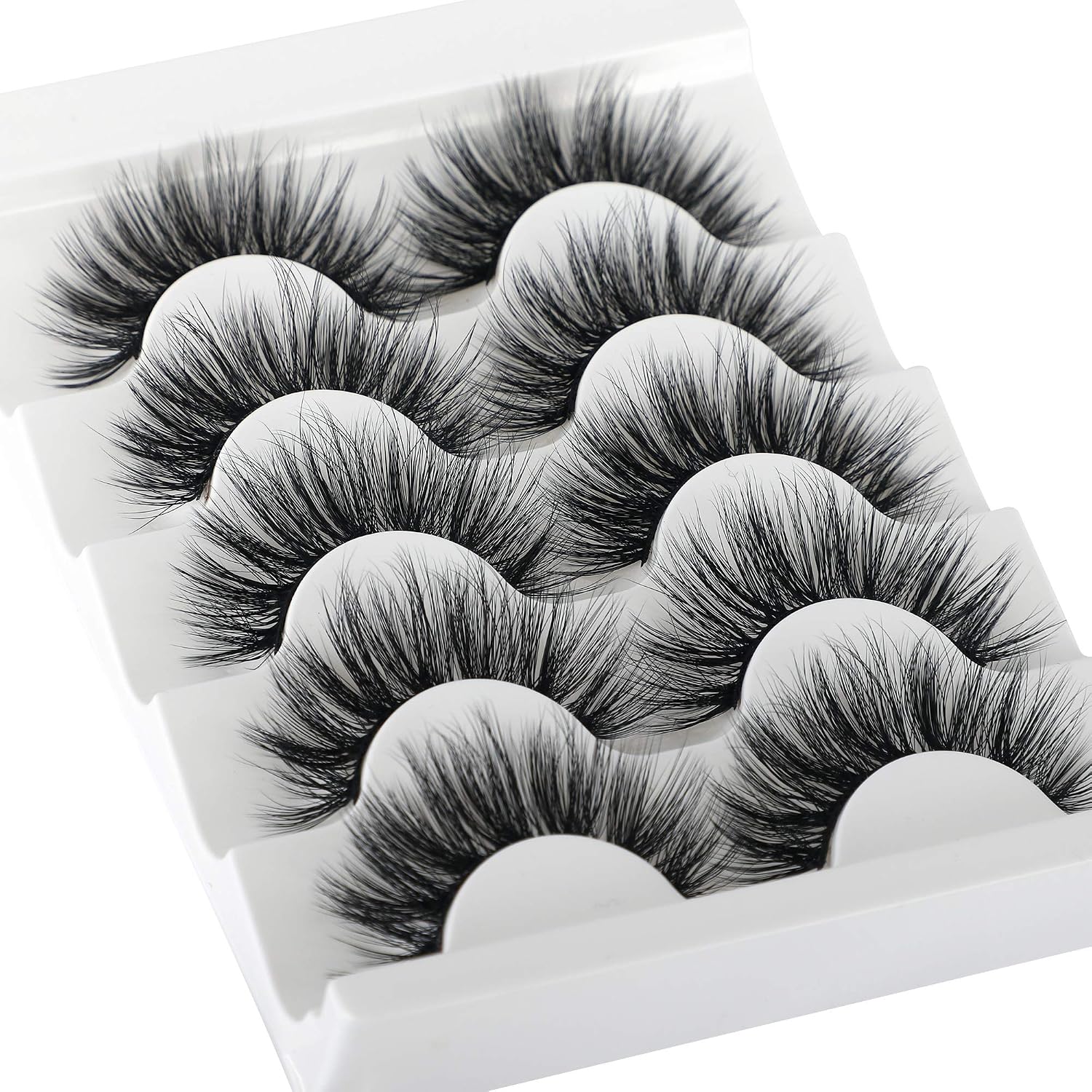 JIMIRE False Eyelashes Fluffy Handmade Eyelashes Reusable 3D Lashes Pack 5 Pairs