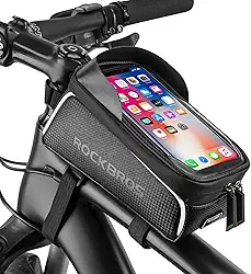 ROCKBROS Bolsa de Quadro Frontal à Prova D'Água, Suporte de Telefone para Bicicleta, Bolsa de Tubo Superior