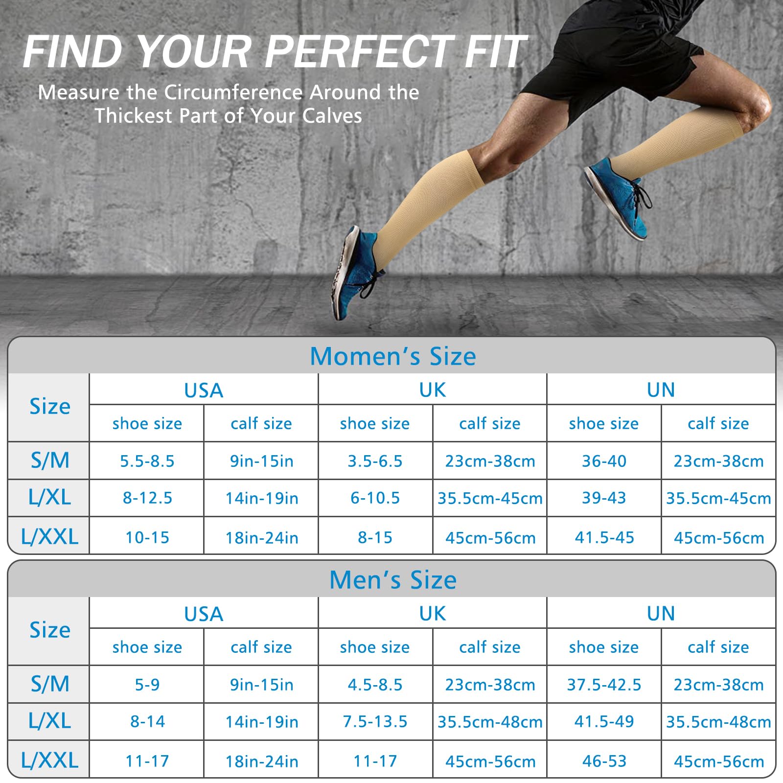 YLK 3 Paia Calze a Compressione Graduata per Donne e Uomo, Potenziano Circolazione, Recupero e Sport, 15-20mmHg, Sportive, Corsa, Giri in Bici, Gravidanza