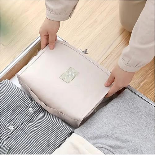 Miniatura 6 de Neceser de viaje  Pequeño organizador colgante de baño y cosméticos para hombres y mujeres  Bolsa de viaje para artículos de tocador, Beige, Viajes