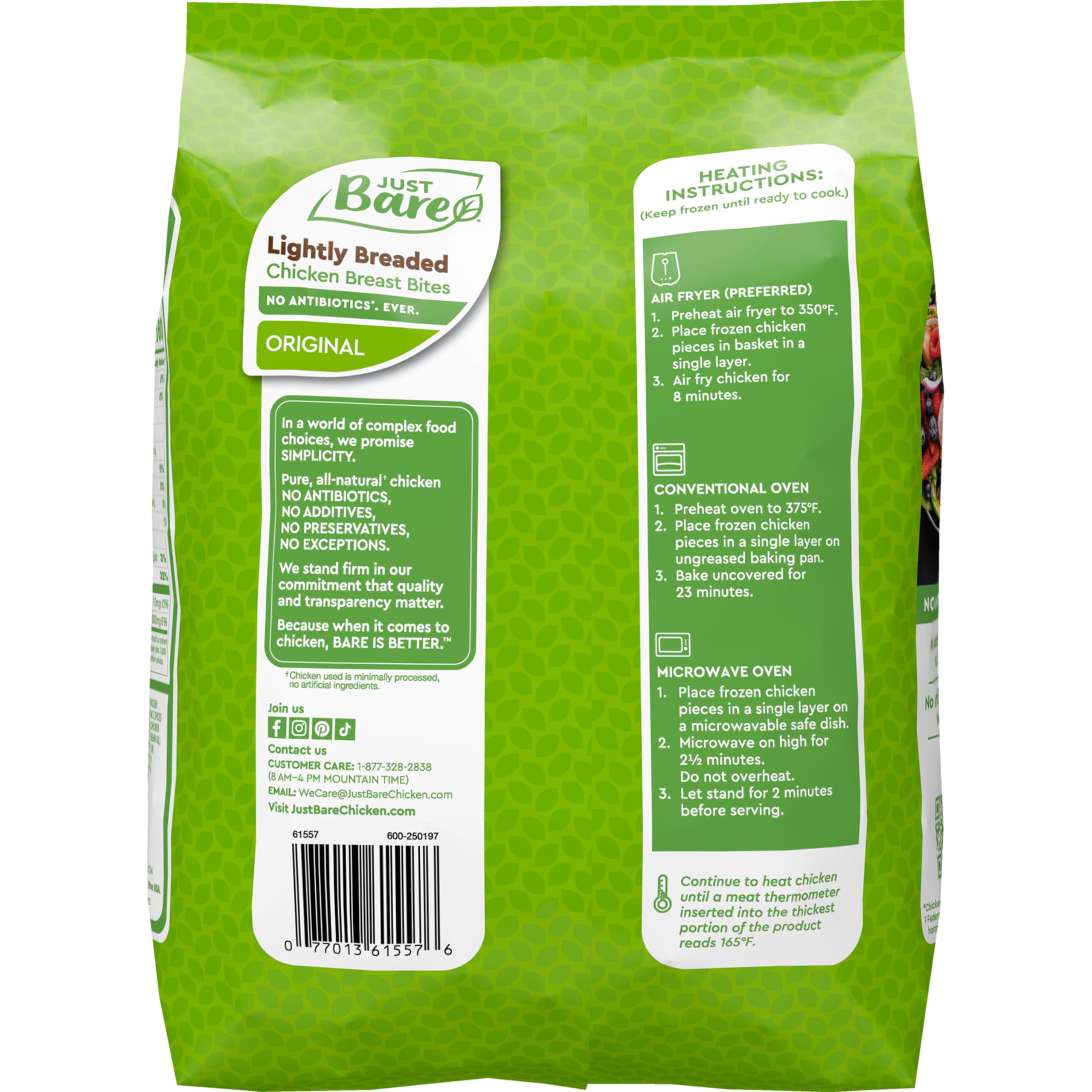 Just Bare Chicken Lightly Breaded Breast Bites Fully Cooked 16 G Protein Frozen 1 50 LB 24 Ounce — view 8