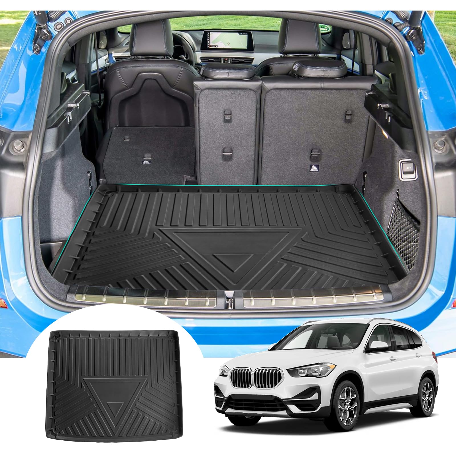 GAFAT Compatibile con BMW X1 F48 2016-2022 Tappetino Bagagliaio, X1 F48 Tappetini TPE per Tutte le Stagioni, Scansione Originale 3D Bordo Alto, Facile da Pulire, X1 F48 Accessori
