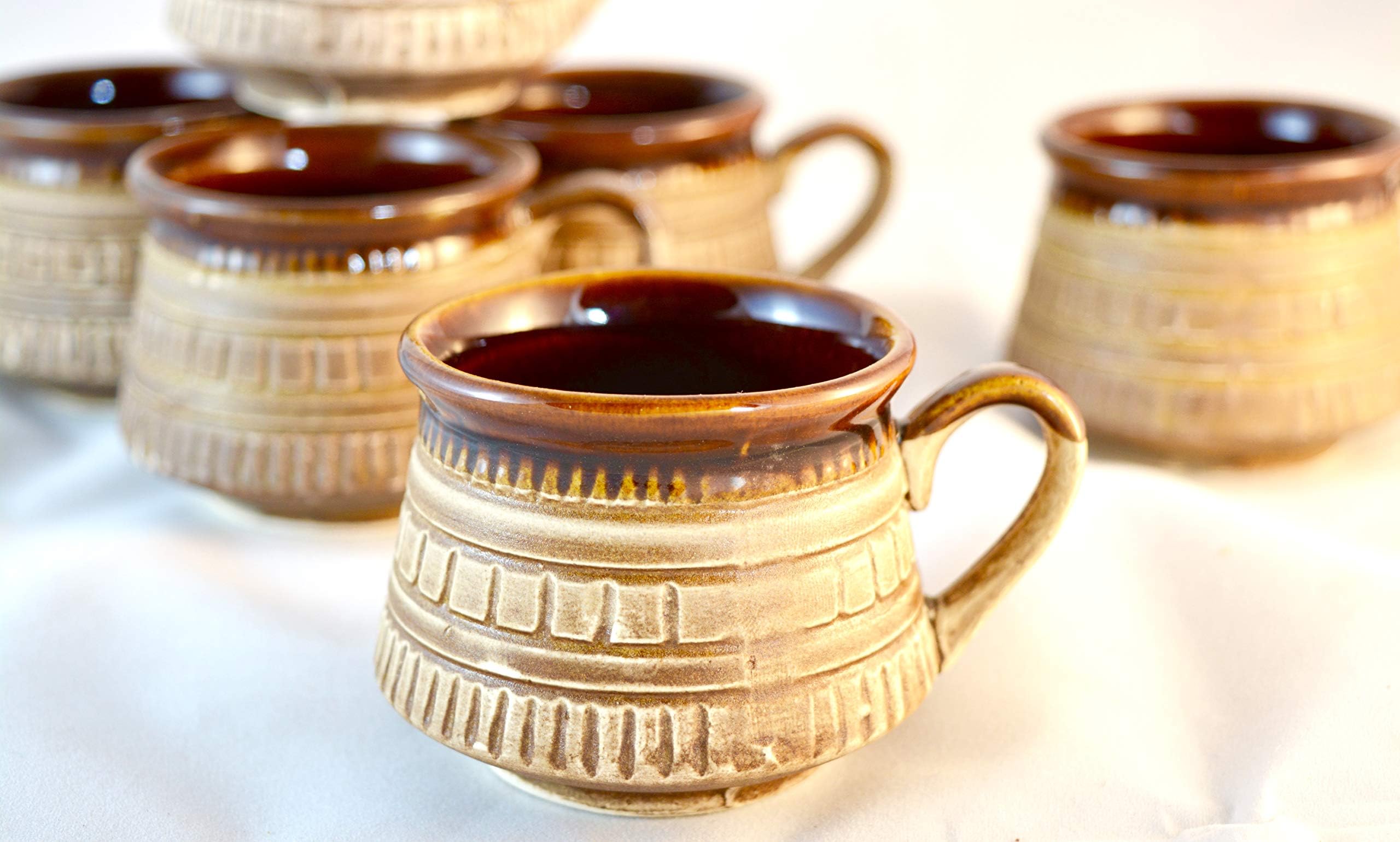 Prop It Up Premium Bamboo Style Fine Tableware Ceramic Set of 6 Tea Cups/Coffee Mugs for Home Office (150 ml) 14
