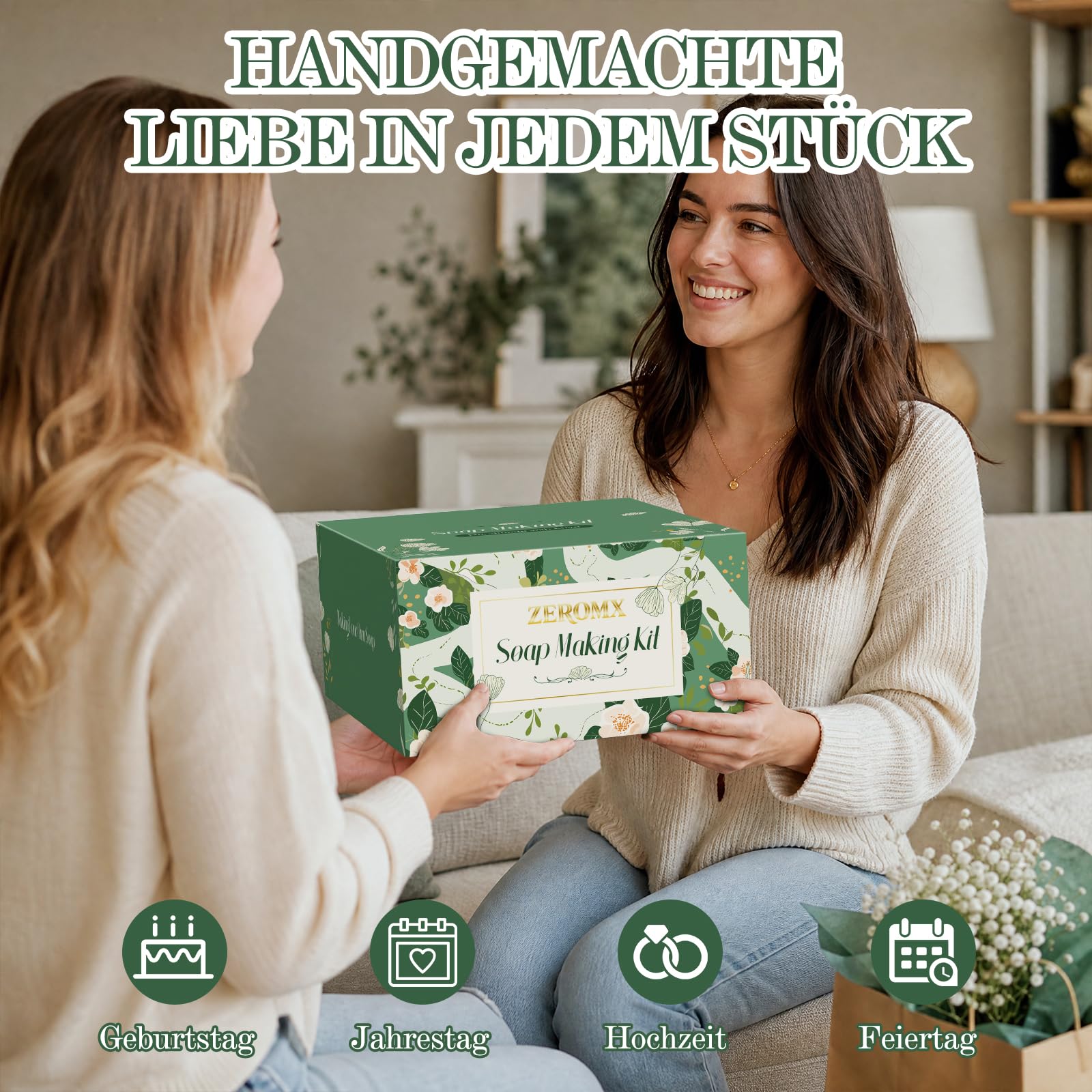 Seifen Selber Machen Set, Kreative Seifen DIY Set für Erwachsene | 1,5kg Seifenbasis, 3 Düfte, 3 Farben, 3 Silikonformen, Seifenmesser & Geschenkverpackung, Handmade Seifen Bastelset