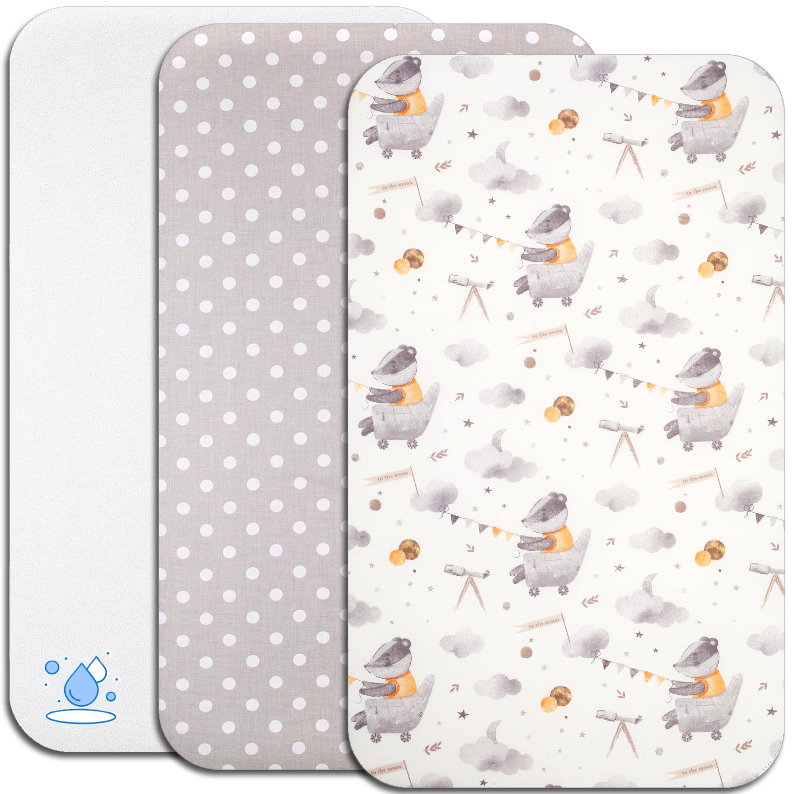 Lenzuola 80x160 Cm + Coprimaterasso Impermeabile - Set Per Lettino Bambino (Safari Grigio) - Foto 9