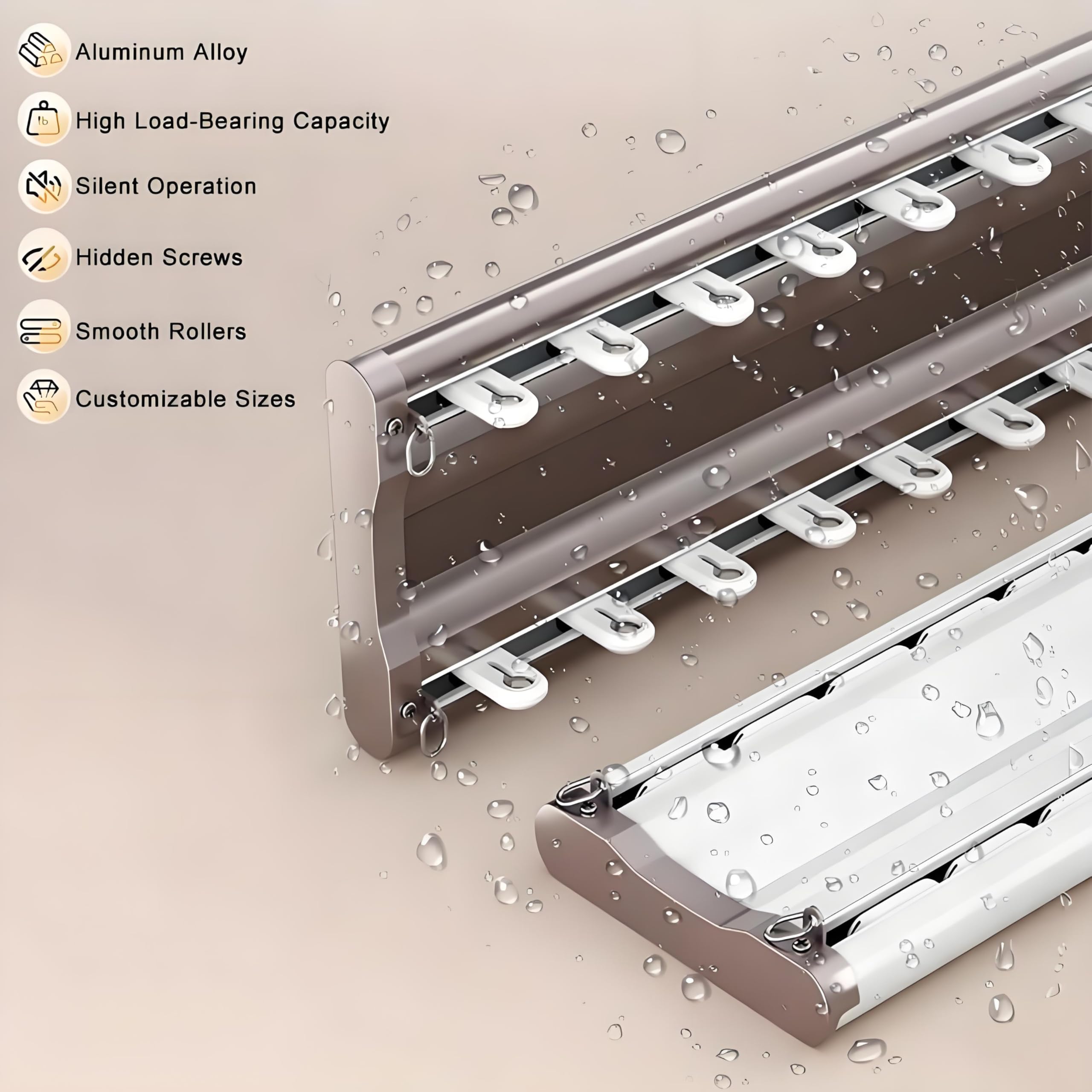 Binario doppio per montaggio a soffitto, sistema di guida silenzioso in alluminio per tende resistenti e divisori