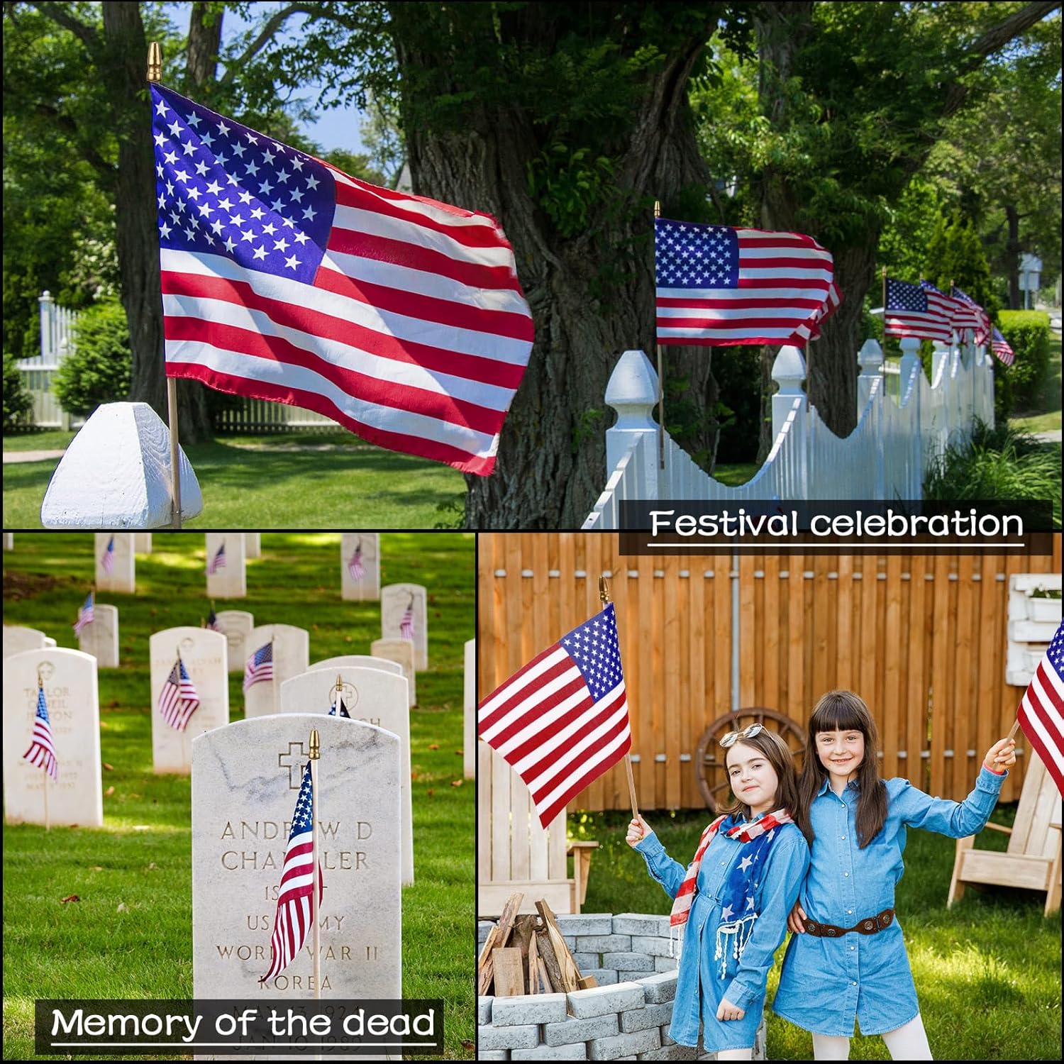 Shimeyao 70 Pack USA Stick Flags 12 x 18 Inch Small American Flag, 250th Anniversary USA Flags with Wooden Pole Spear Tip for Yard Garden Lawn Memorial Day 4th of July Independence Day Decoration