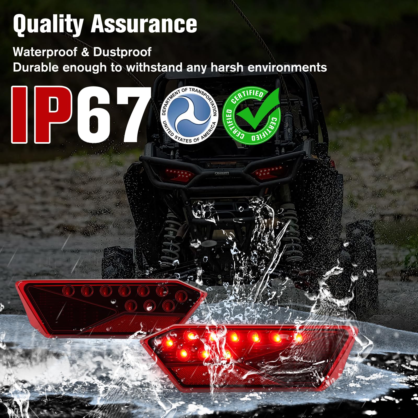LitMiRaCle UTV LED Tail Light Assembly for RZR 900 1000, Rear Brake Stop Lights for Polaris RZR 900 1000 XP S 4 Turbo 2014-2019 & RZR Trail 2020-2023 Accessories #2412341,#2412342(2PCS, Red)