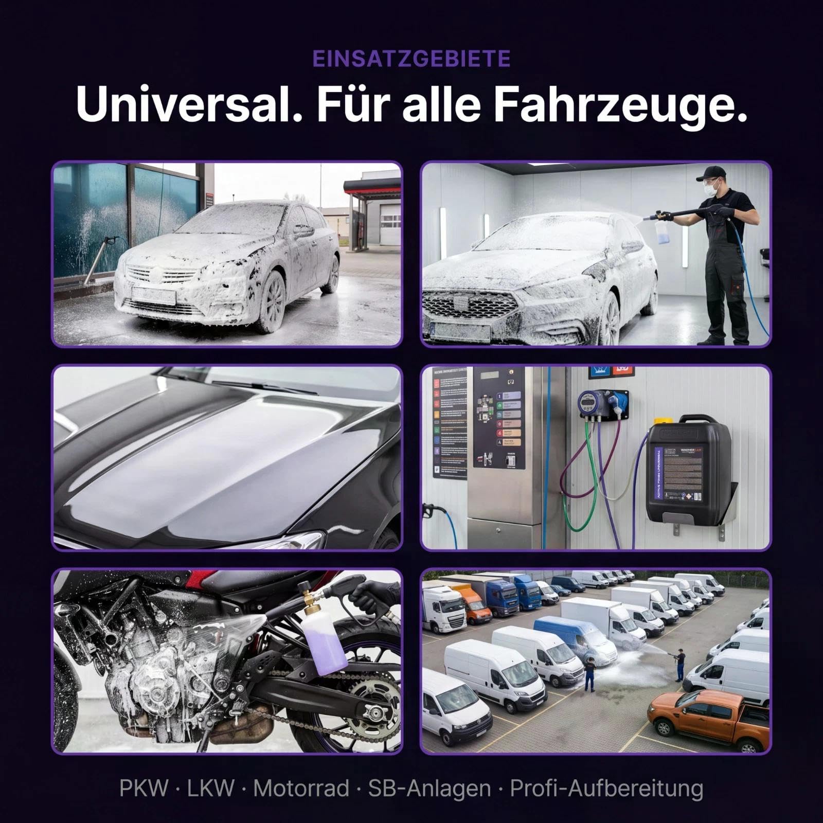 WasherCar Prewash Konzentrat | Aktiver Vorreiniger, Snow Foam pH 12,0 | Berührungslose Vorwäsche | Schaumlanze & Hochdruckreiniger | Gegen Schmutz, Salz, Insekten | Made in Europe (22 KG)