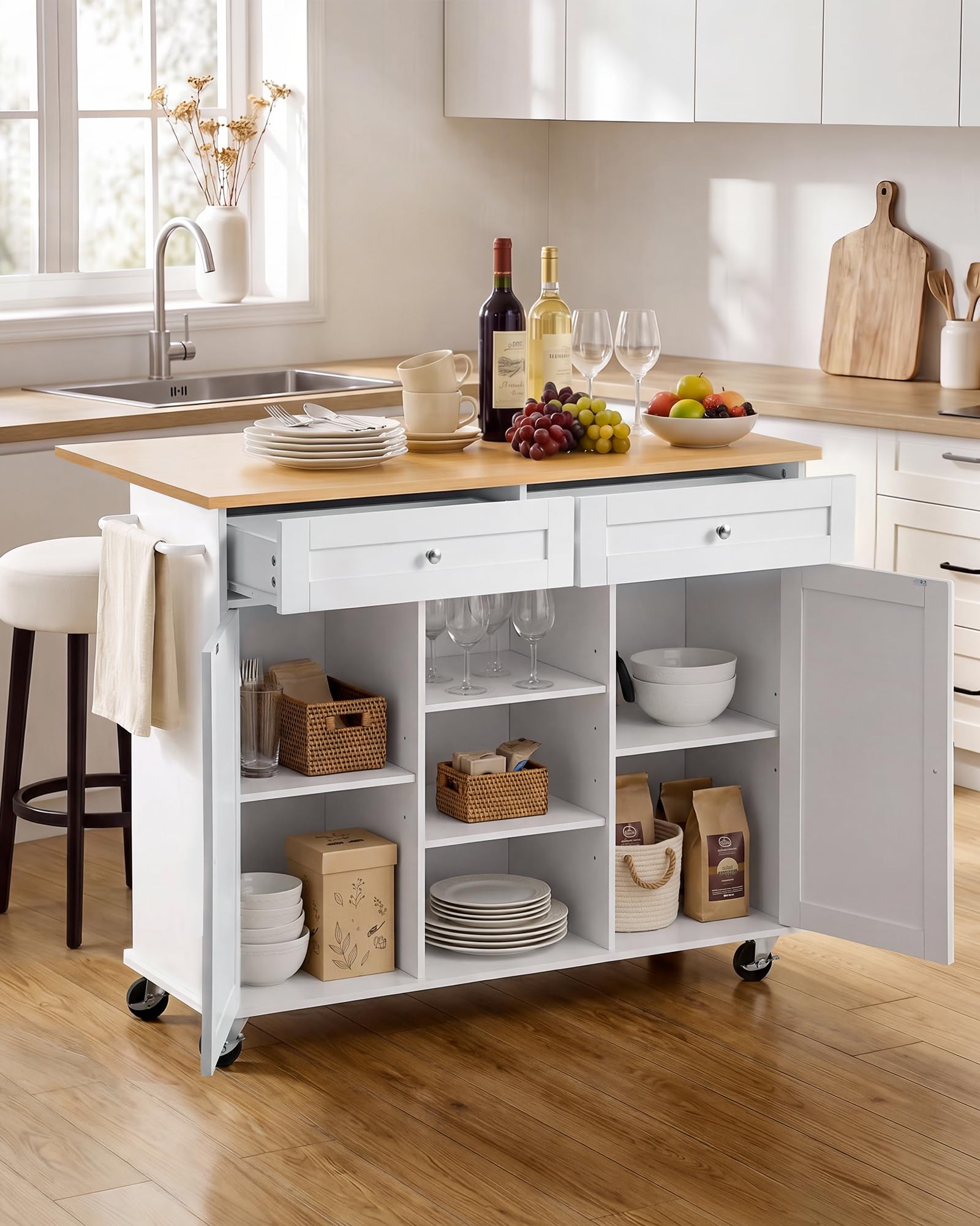 VEVOR Credenza Isola Cucina Mobiletto Portaoggetti MDF Carico Totale 50 kg