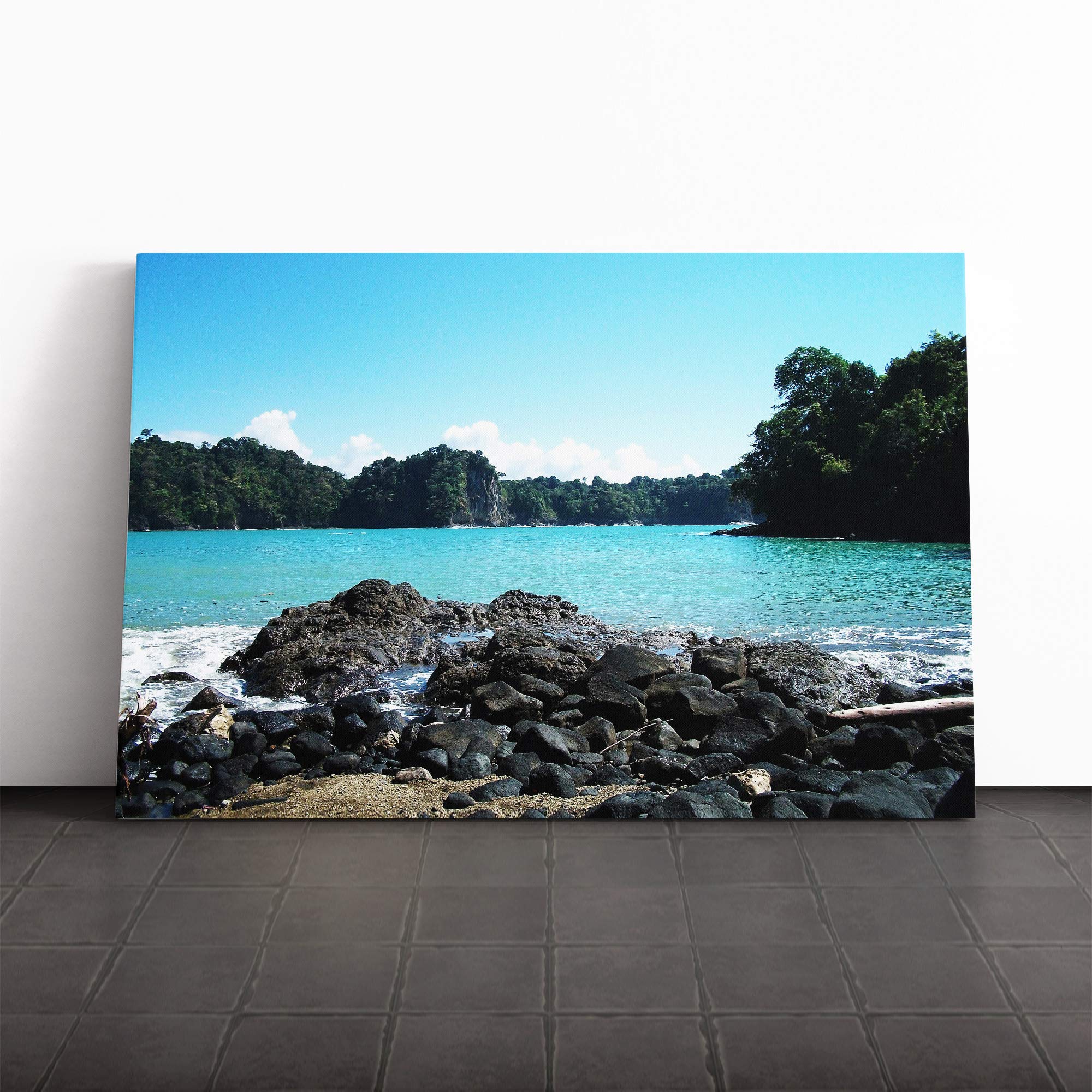 Landscape Costa Rica Lake and Forest Canvas Print | Gallery Wrapped 30mm Frame Wall Art | 30x20 inches | Ready to Hang | Contemporary Landscape Picture | Living Room Bedroom Lounge Office