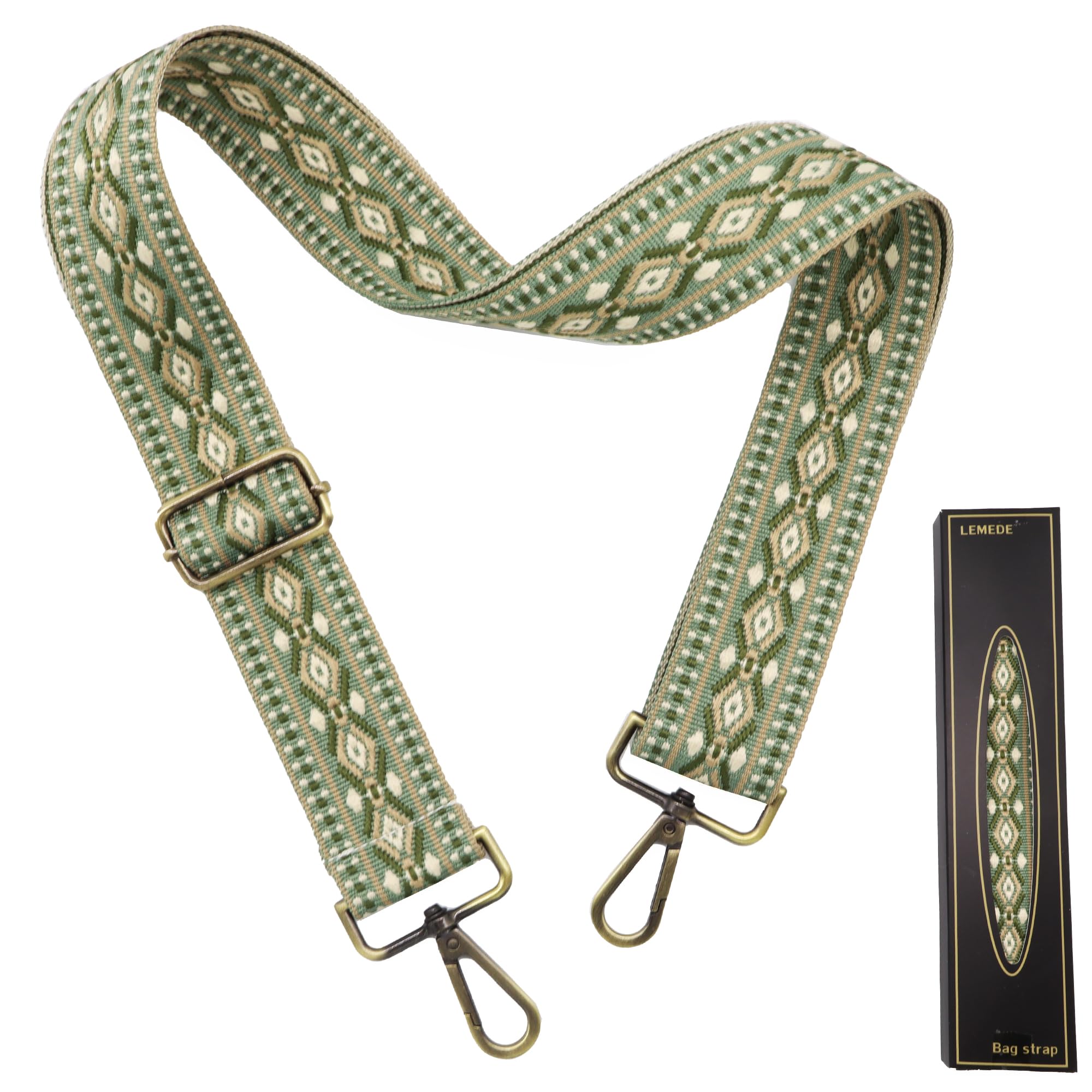 Purse Strap Adjustable Replacement Crossbody Bag Straps Retro Jacquard Embroidery Shoulder Straps for Shoulder Bag