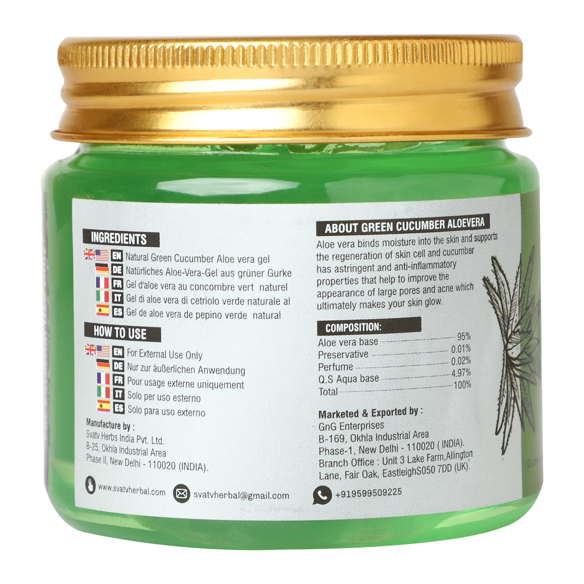 SVATV Cucumber Aloe Vera Gel, 200 ml (Pack of 1) - Image 3