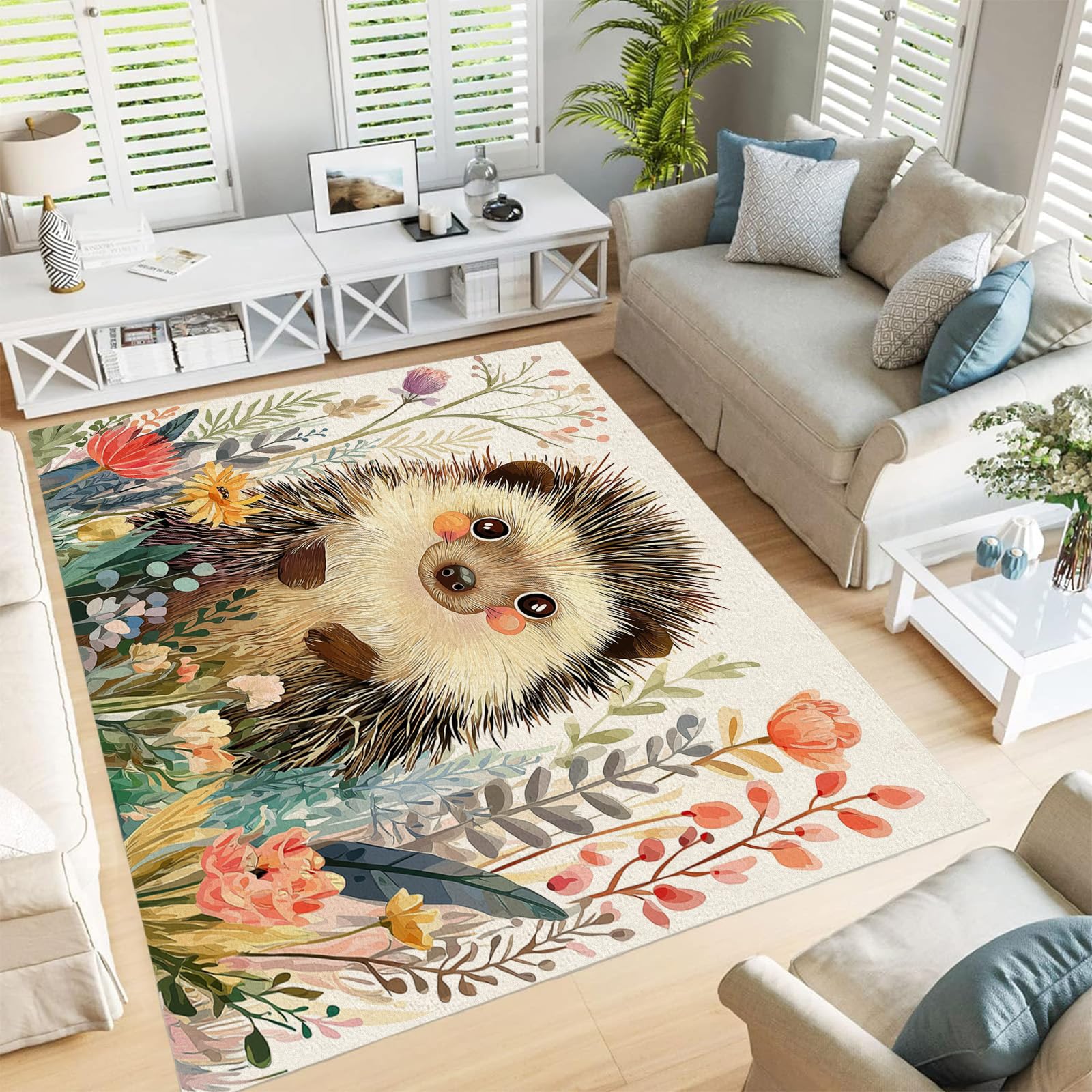 Tapis imprimé à poils courts pour une chambre d'enfant douce