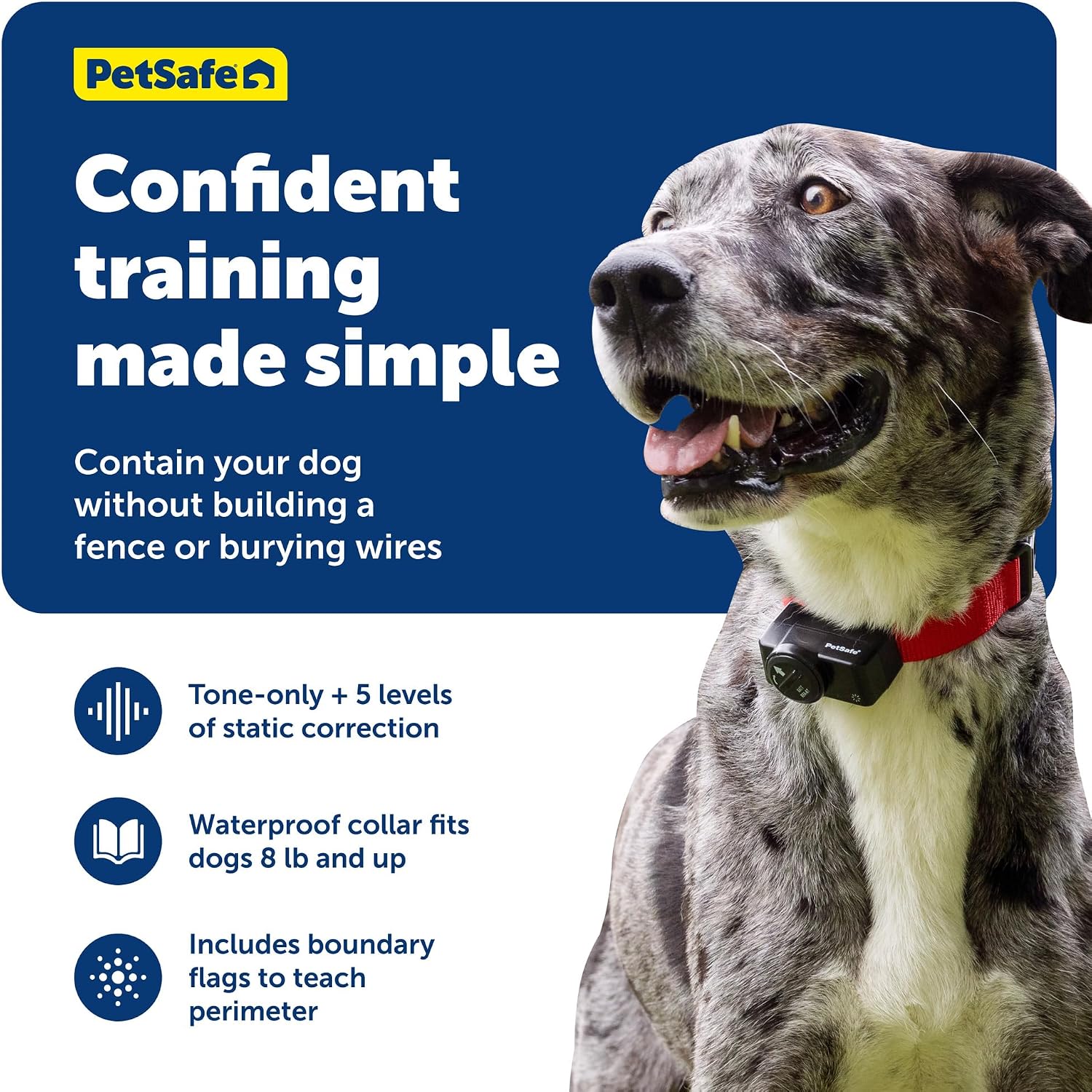 PetSafe Wireless Containment Fence for 2 Dogs - No Wire to Bury - Covers Acre Yard - for Dogs 5 Lb. and Up - from the Parent Company of Invisible Fence Brand