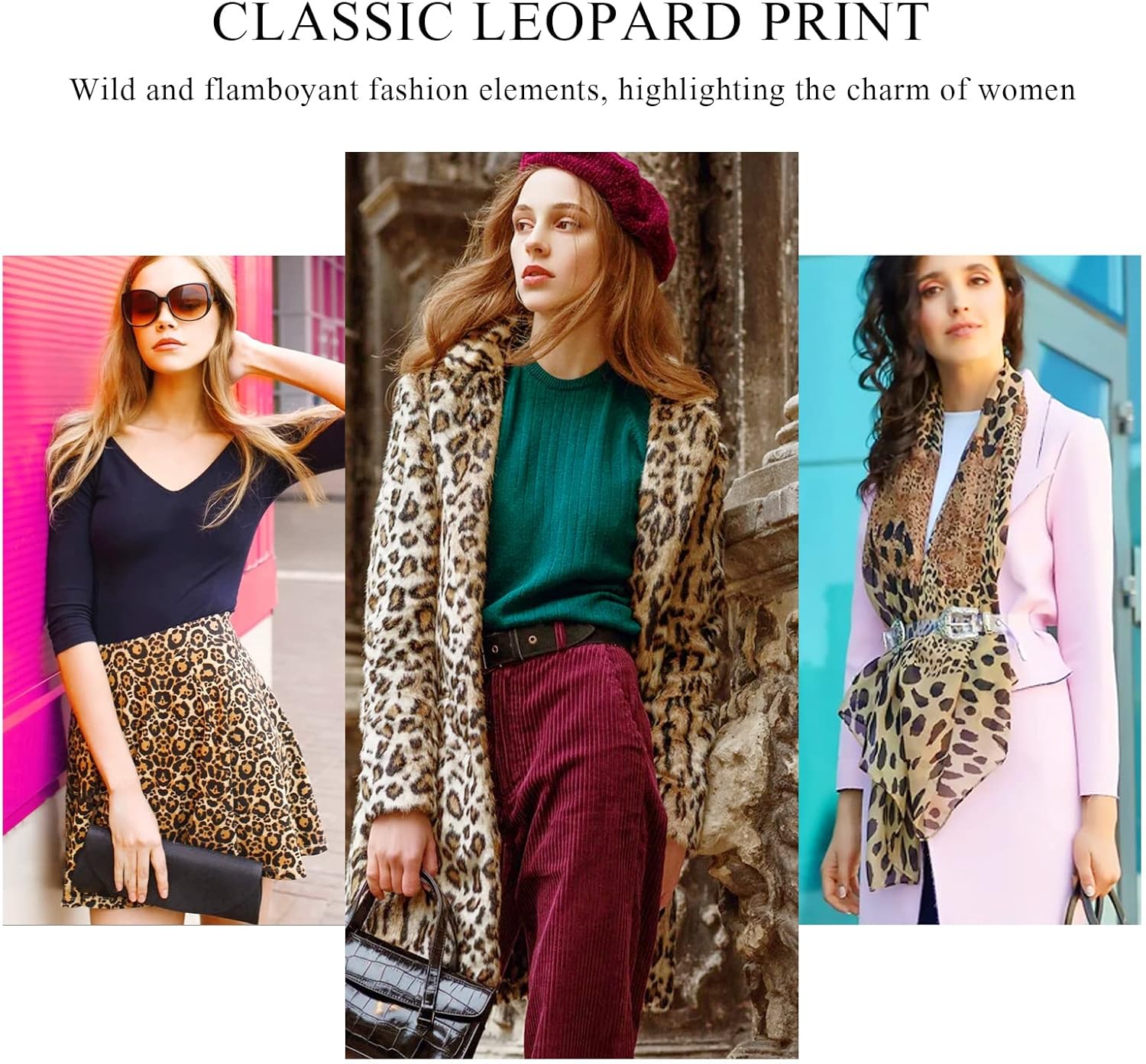 Women's Scarf Leopard Animal Print Classic Cotton Linen Scarves Tassels Long Warm Sunscreen Shawl Wrap All Season - Image 5