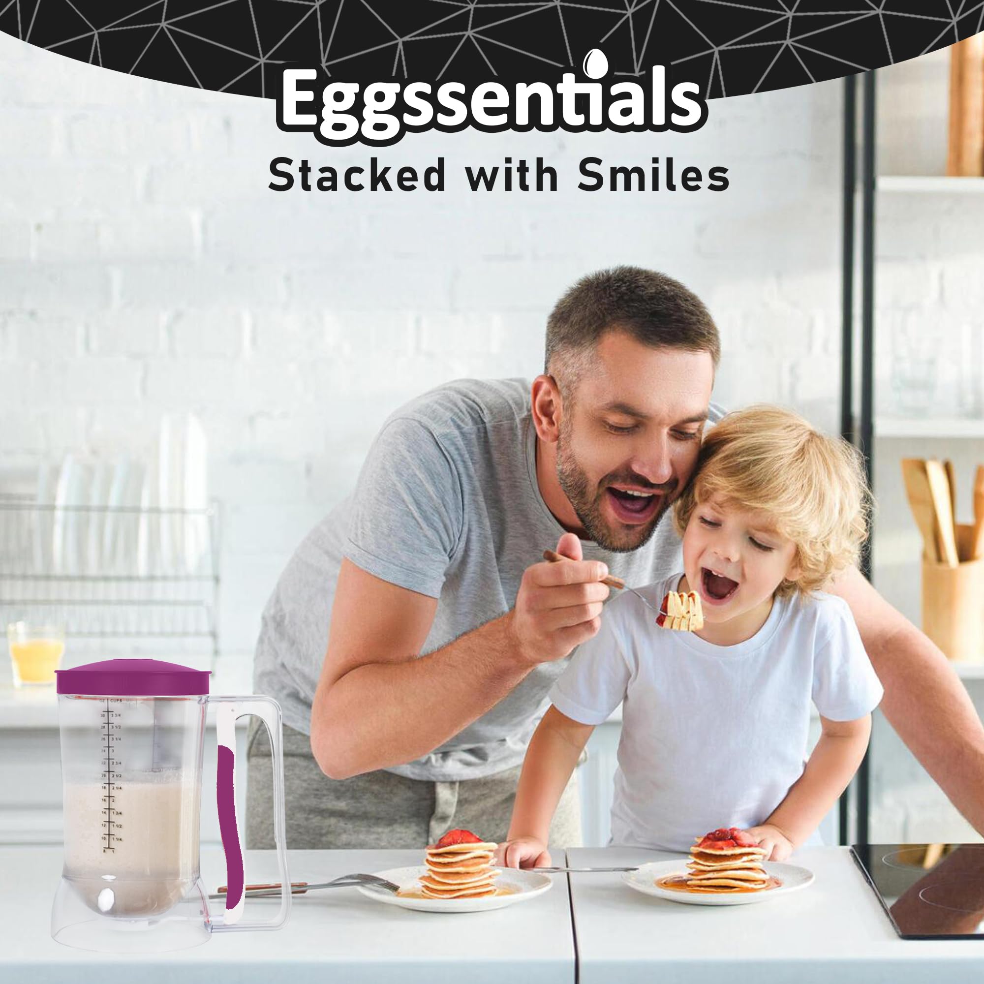 Eggssentials Dispensador de masa sin desorden, mango apretable, cupcakes, gofres y más. Botella dispensadora de panqueques duradera y fácil de verter para hornear suavemente