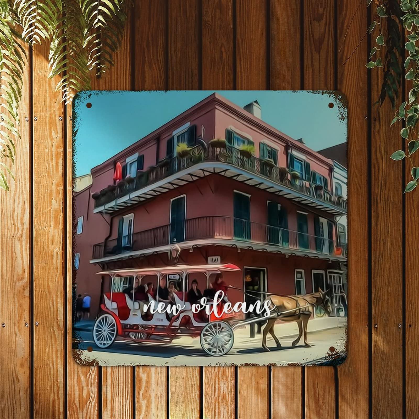 Plaque vintage New Orleans en alu, cadeau idéal pour déco de café