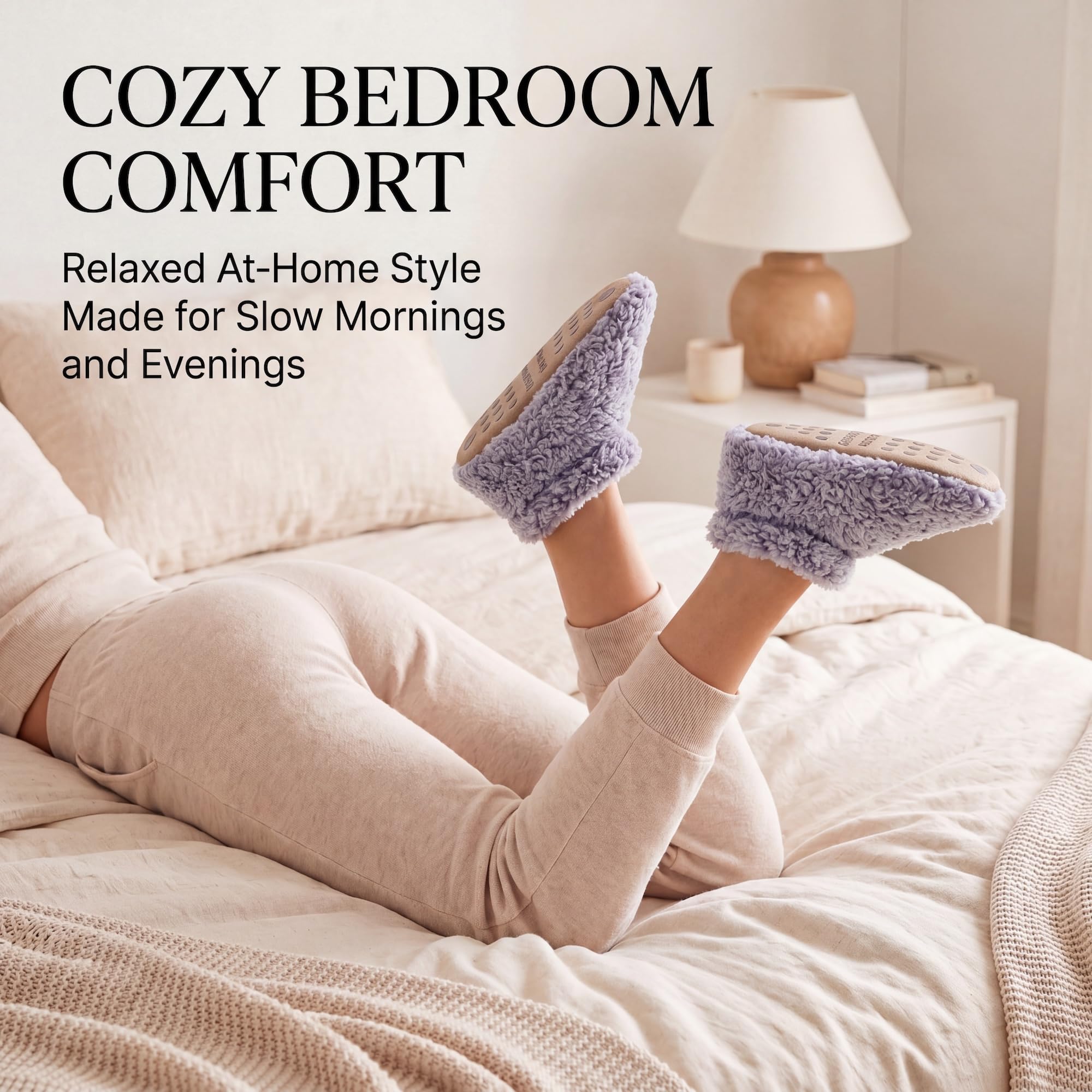 Cozylook 2 Paar weiche Hausschuhe für Frauen mit Griffen, dicke warme gemütliche Sherpa gefütterte Saum Socken-Set, verkabelt rutschfesten flauschigen Winterhaus Schlafzimmerstoffeln