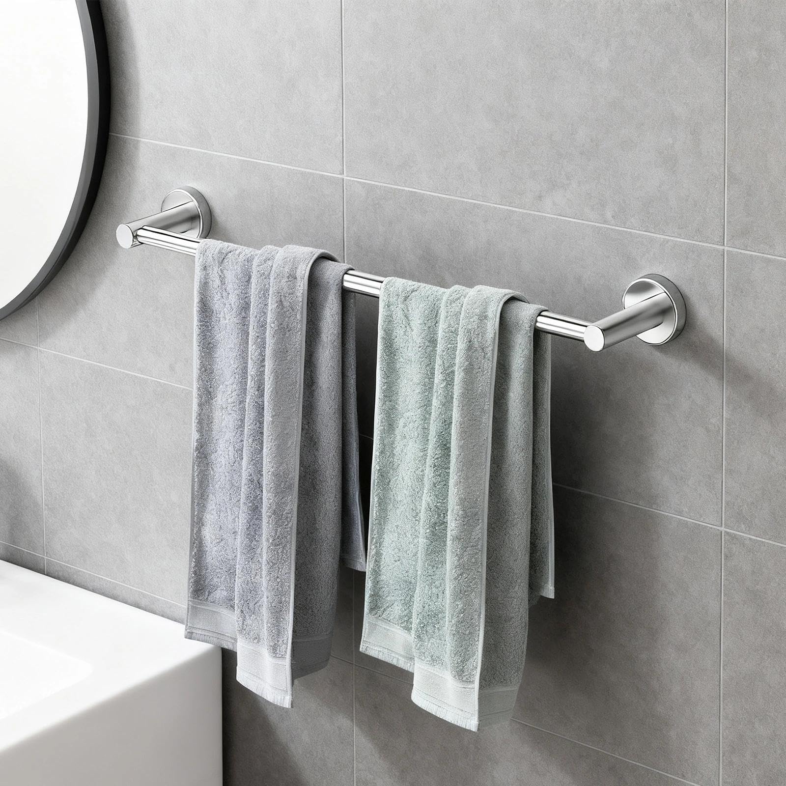 Porte serviette acier inoxydable 304 argenté à fixer au mur de salle de bain