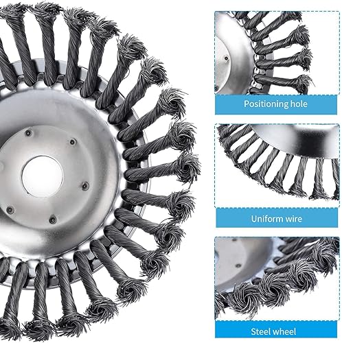 Miniatura 3 de MOCW 8 pulgadas de alambre de acero giratorio de alambre de malas hierbas cuchilla cortador de cabeza de repuesto para cortadores de eje recto