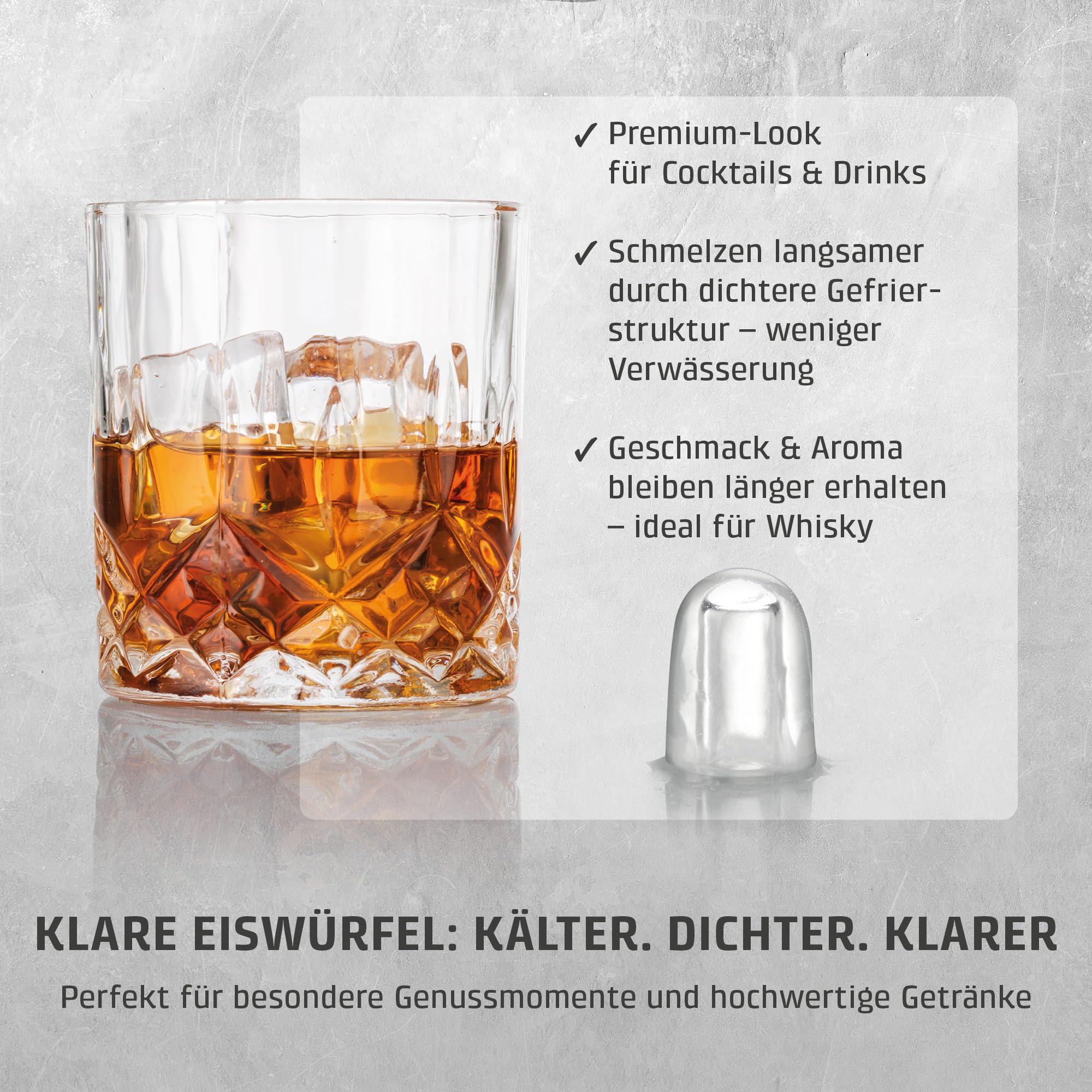 CASO Clear Ice Advanced Eiswürfelbereiter mit Kompressor – Leise 48 dB, klare & matte Eiswürfel, 8–12 Min., 1,5 l Wassertank, Selbstreinigung, matt schwarz