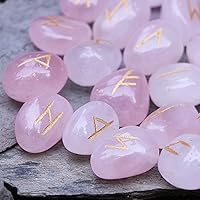 Vista 17 de Crocon Piedras preciosas de turmalina negra Alfabeto Futhark Alfabeto Grabado Runa Piedra 25 Piezas Set para Feng Shui Chakra Equilibrio Reiki