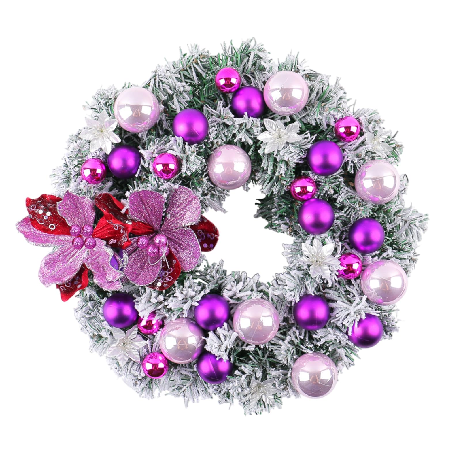 Tsophreniq Christmas Wreath with Bowknot Seasonal Wreath with Christmas Sphere for Door or Fireplaces Enhancement Holiday Ornament