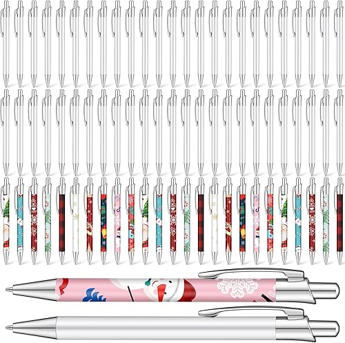 Yexiya 50 bolígrafos de sublimación en blanco, bolígrafo de transferencia de calor, bolígrafo de sublimación con envoltura retráctil, bolígrafo