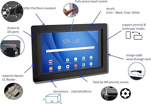Miniatura 3 de TABcare - Carcasa para tablet Galaxy TAB A 8.4 pulgadas 2020 con kit de montaje en pared y cable USB C de ángulo de 90 grados (TAB A 8.4 2020