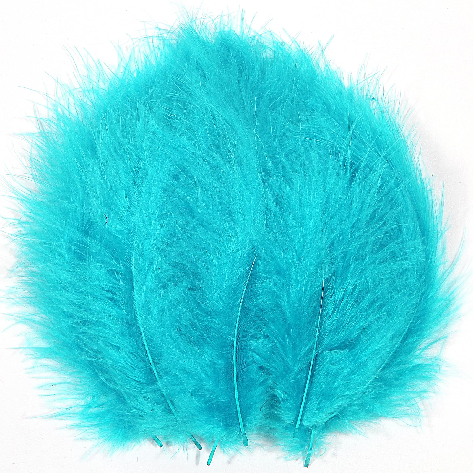 THARAHT 100pcs Fluffy Turkey Marabou Feathers 4-6inch for craft Dream Catcher Decoration Natural Fluffy Turkey Marabou Feathers,Aqua Blue
