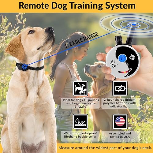 Miniatura 3 de Educator - Collar humano de entrenamiento para perros con control remoto cuenta con 100 niveles de estimulación segura sensación de golpeo luz