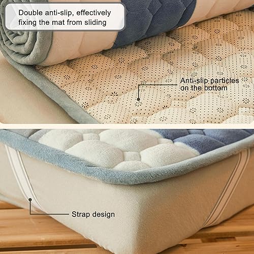 Miniatura 6 de KNVSS Colchón de futón japonés, 35.43 x 78.74 pulgadas, colchón portátil doble individual tatami colchoneta para dormir, colchón enrollable de 0.8